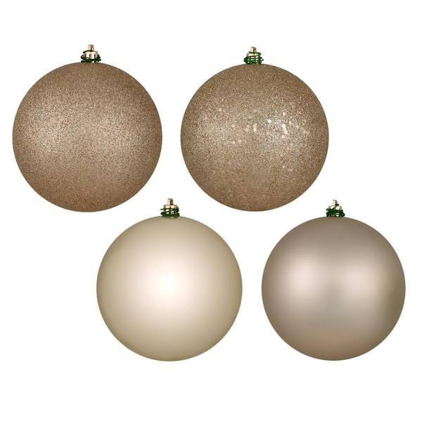 6" Oat 4 Finish Ball Christmas Ornament (4 Pack)