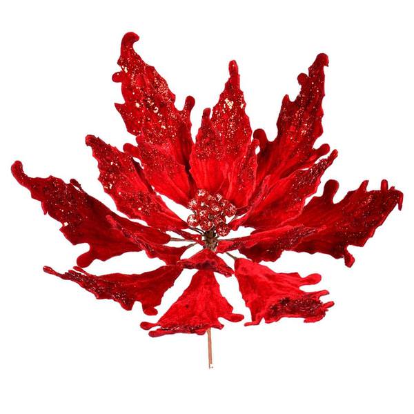 16" x 22" Red Velvet Sequin Poinsettia