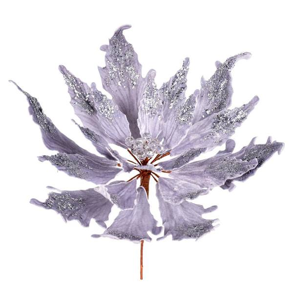 16" x 22" Silver Velvet Sequin Poinsettia