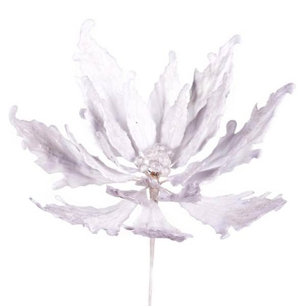 16" x 22" White Velvet Sequin Poinsettia