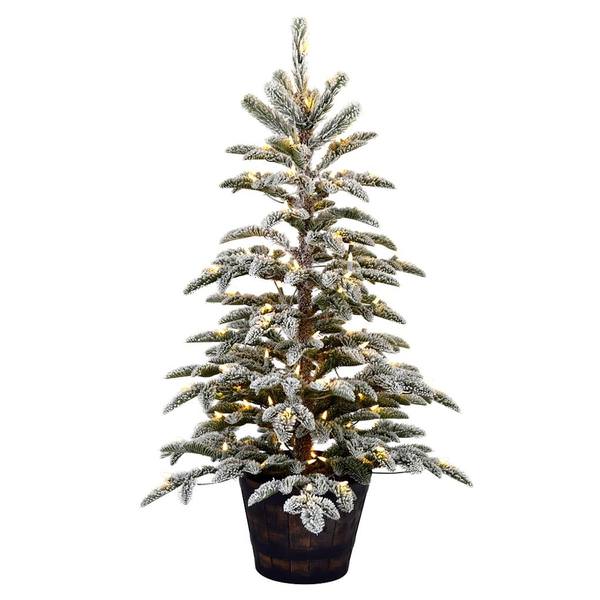 4' x 30" Flocked Clearwater Pine Pine 150 Warm White Lights Artificial Christmas Tree