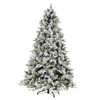 Vickerman 7.5' x 52" Flocked Ellis Pine 600 Multi-Colored Lights Artificial Christmas Tree