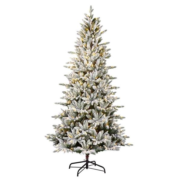 7.5' x 44" Flocked Vail Pine 600 Multi-Colored Lights Artificial Christmas Tree