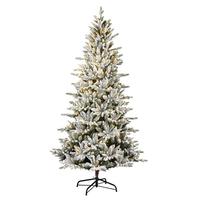 Vickerman 7.5' x 44" Artificial Flocked Vail Pine 600 Warm White Lights Christmas Tree