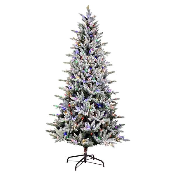 10' x 56" Flocked Vail Pine 1200 Multi-Colored Lights Christmas Artificial Tree