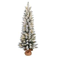 Vickerman 4' x 19" Flocked Norris Pine 100 Warm White Lights Artificial Christmas Tree