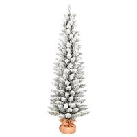 Vickerman 5' x 21" Artificial Flocked Norris Pine Unlit Christmas Tree