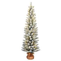 Vickerman 5' x 21" Artificial Flocked Norris Pine 150 Warm White Lights Christmas Tree