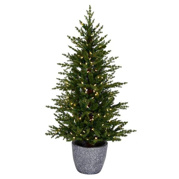 3.5' x 26" Artificial Belgrade Pine 100 Warm White Lights Christmas Tree