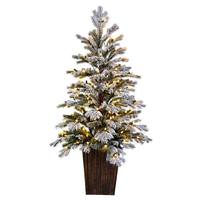 Vickerman 4.5' x 30" Flocked Comet Pine 200 Warm White Lights Artificial Christmas Tree