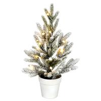 Vickerman 14" x 10" Artificial Flocked Mica Pine 10 Warm White Lights Christmas Tree