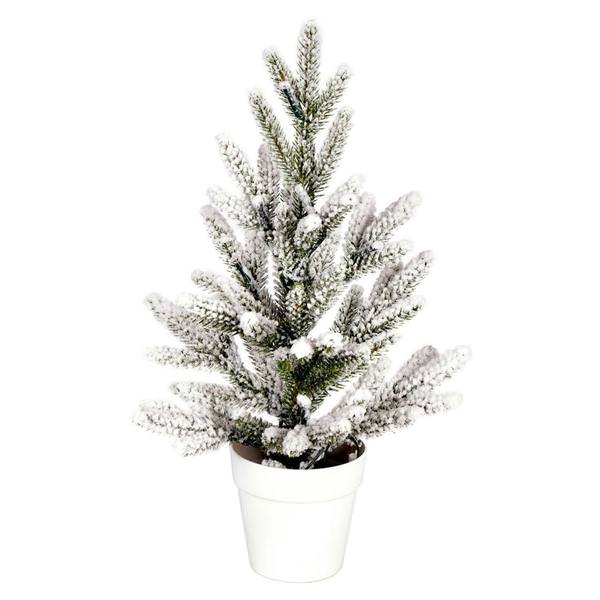 14" x 10" Flocked Mica Pine Unlit Artificial Christmas Tree