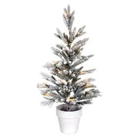 Vickerman 24" x 14" Flocked Mica Pine 20 Warm White Lights Artificial Christmas Tree