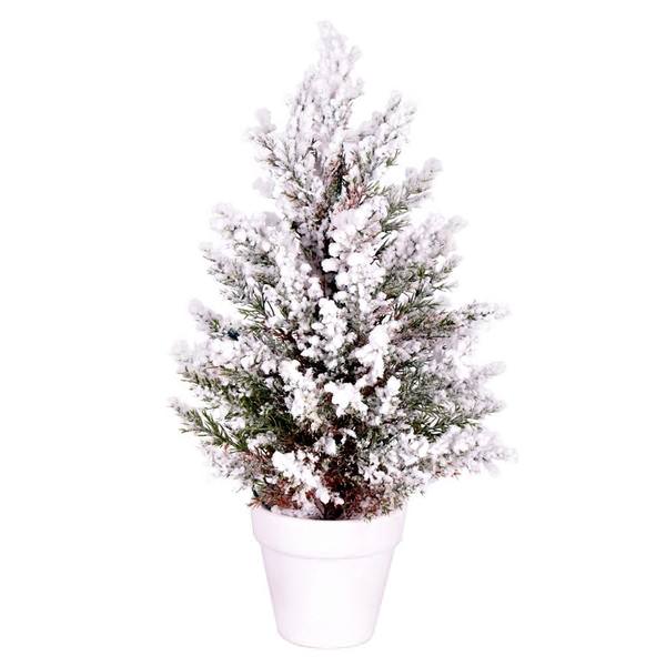 14" x 7" Flocked Covington Unlit Artificial Christmas Tree