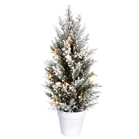 Vickerman 18" x 8" Flocked Covington Pine 15 Warm White Lights Artificial Christmas Tree
