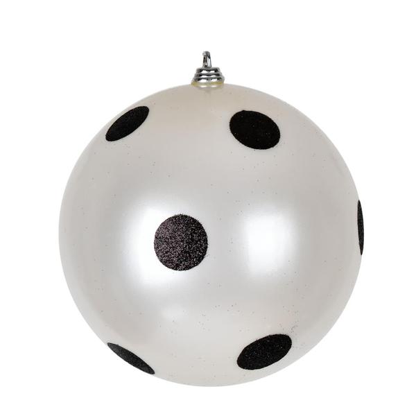 6" White Candy Polka Dot Christmas Ornament (4 Pack)