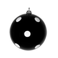 Vickerman 4" Black Candy Glitter with White Dots Ball Christmas Ornament (6 Pack)