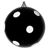 Vickerman 8" Black Candy White Dots Ball Christmas Ornament