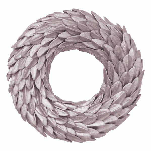 20" Artificial Rose Silver Aster Bean Wreath