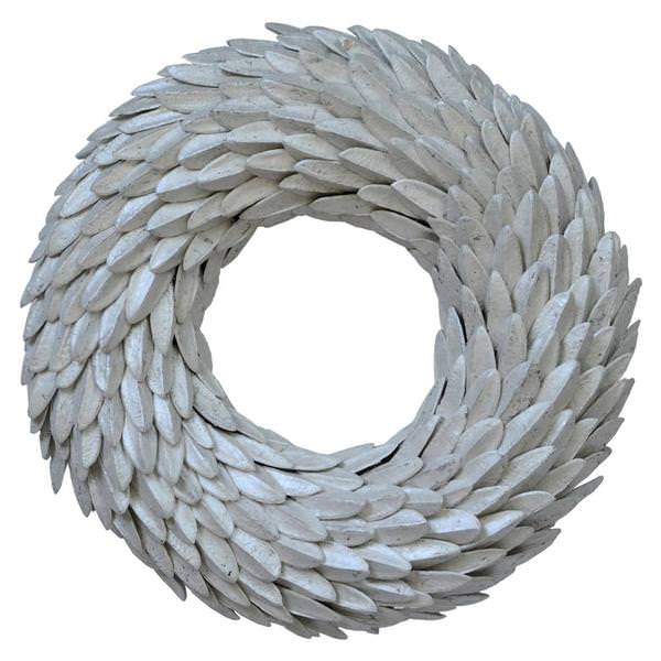 25" Artificial White Aster Bean Christmas Wreath