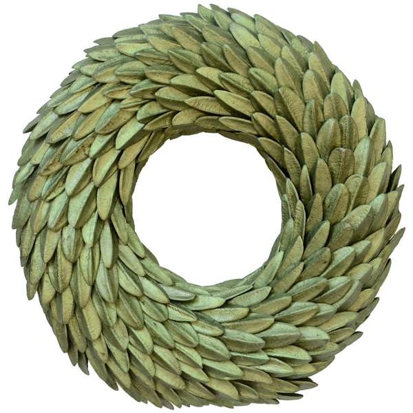25" Artificial Olive Green Aster Bean Christmas Wreath