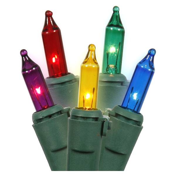 100 Light 22.1' Green Wire Multi-Color Light String