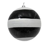 Vickerman 6" Black/White Striped Shiny Christmas Ornament (4 Pack)