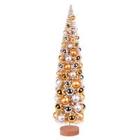 Vickerman 24" Frosted Gold Pine Tree with Gold/Silver Balls Artificial Christmas Tree