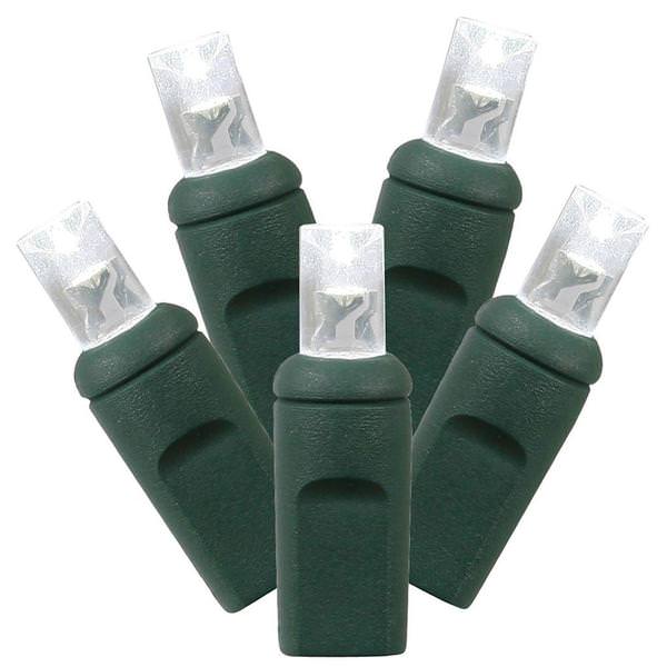 50 Light 16' Green Wire Warm White Wide Angle LED