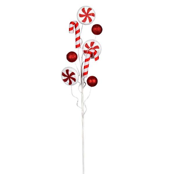 20" Red/White Candy Cane Swirl Spray (6 Pack)
