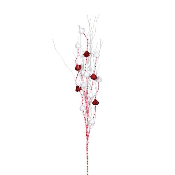 20" Red/White Glitter Ball Curly Spray (6 Pack)