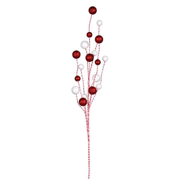 20" Red/White Glitter Gumdrop Curly Spray (6 Pack)