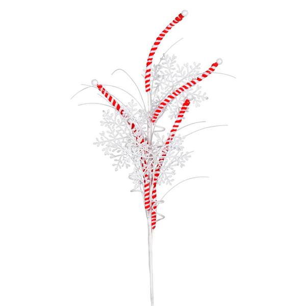 20" Red/White Candy Cane Snowflake Spray (6 Pack)
