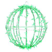 Vickerman 180 Light 20" Transparent Wire White Powder Coated Frame Green Twinkle Jumbo Led Sphere