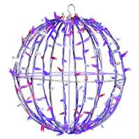 Vickerman 180 Light 20" Transparent Wire White Powder Coated Frame Red/White/Blue Twinkle Jumbo Led Sphere