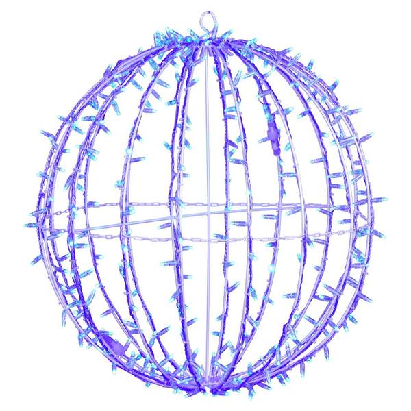 324 Light 30" Transparent Wire White Powder Coated Frame Blue Twinkle Jumbo Led Sphere