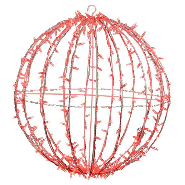 324 Light 30" Transparent Wire White Powder Coated Frame Red Twinkle Jumbo Led Sphere