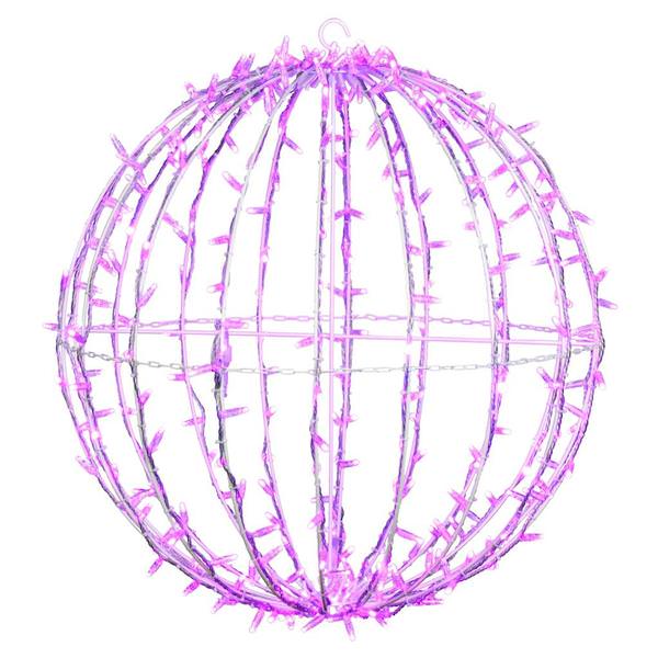 324 Light 30" Transparent Wire White Powder Coated Frame Pink Twinkle Jumbo Led Sphere