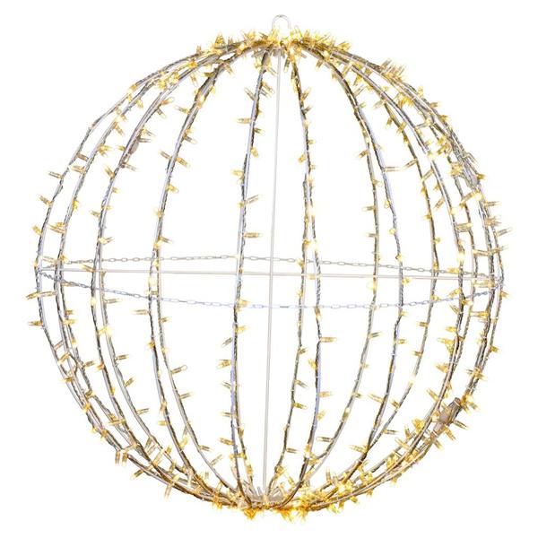 480 Light 40" Transparent Wire White Powder Coated Frame Warm White Twinkle Jumbo Led Sphere