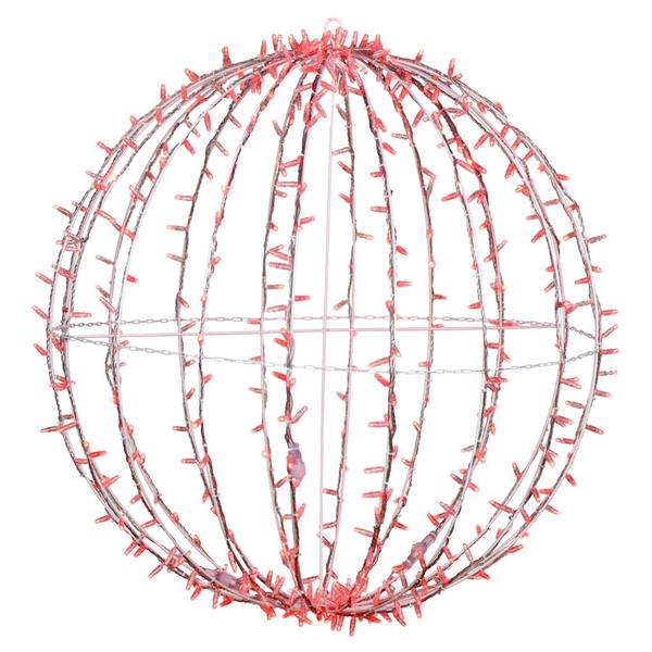 480 Light 40" Transparent Wire White Powder Coated Frame Red Twinkle Jumbo Led Sphere