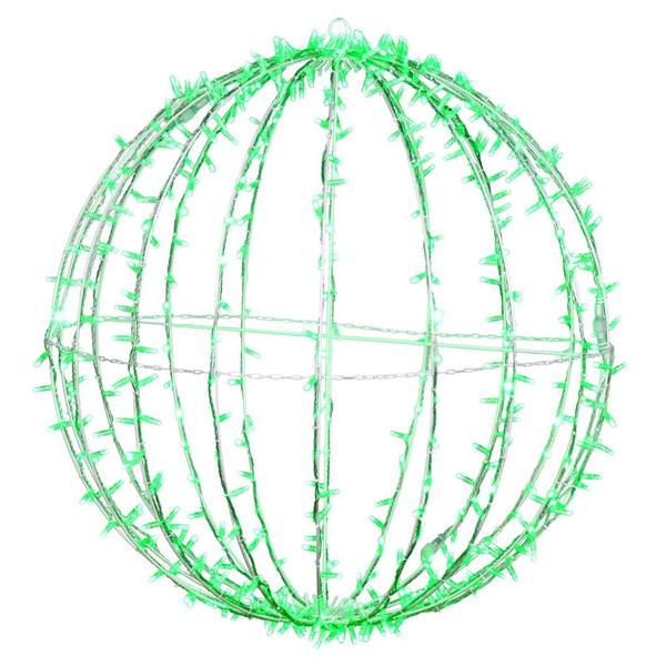 480 Light 40" Transparent Wire White Powder Coated Frame Green Twinkle Jumbo Led Sphere