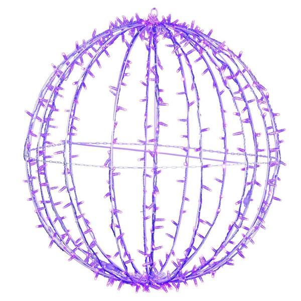 480 Light 40" Transparent Wire White Powder Coated Frame Purple Twinkle Jumbo Led Sphere