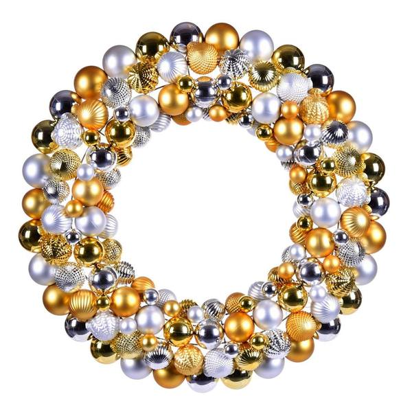 30" Gold/Silver Assorted Ornament Christmas Wreath
