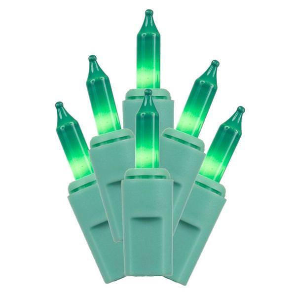 50 Light 37.5' Aqua Wire Aqua Incandescent Christmas Lights with 9" Spacing