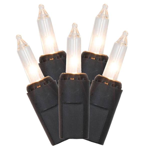 50 Light 37.5' Black Wire Warm White LED Miniature String with 6" Spacing
