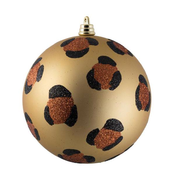 4.8" Copper Gold Matte Leopard Ball Christmas Ornament (4 Pack)