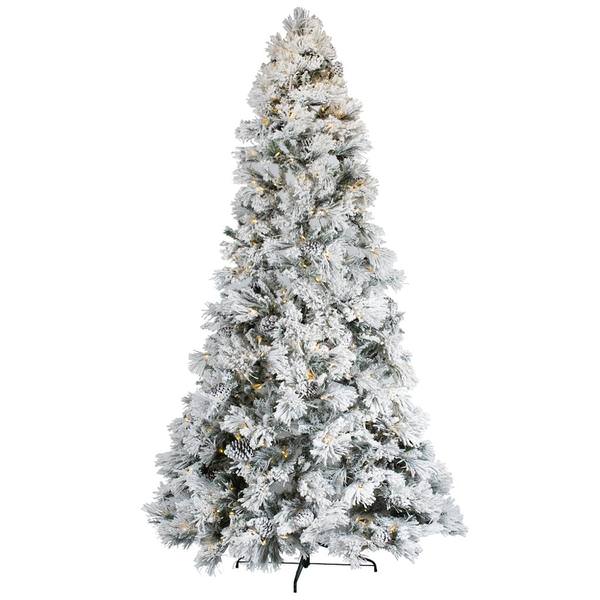 9' x 59" Flocked Half Atka Pine 400 Warm White Lights Artificial Christmas Tree