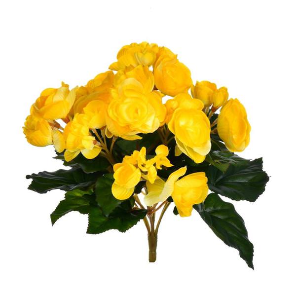 9.5" Artificial Yellow Begonia Bush