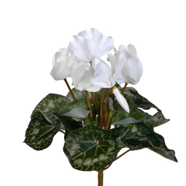 11" Artificial White Cyclamen Bush