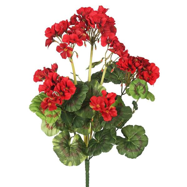 20" Artificial Red Geranium Bush (4 Pack)